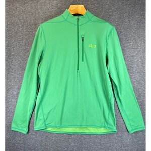Stio Quarter Zip Pullover Mens L Green Technical Fleece Lined Mock Neck Travel